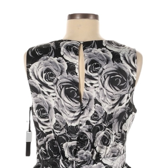 Kate Young Target Cocktail Dress 8 NWT Black Rose Floral Sheath Wedding Ruffle - Picture 4 of 10
